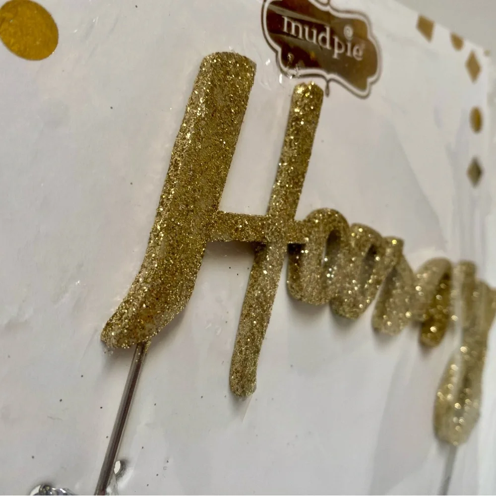 Rose Gold Polka Dot Paper Plates and Napkins & Hooray Cake Topper, 75  7” plates